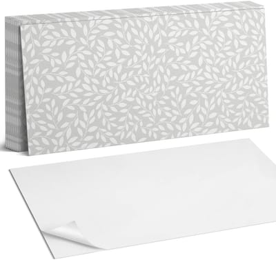 Coloray Plaktegels - Fijn bladpatroon Zelfklevende Wandtegels - 40 cm x 20 cm - Grijs Plaktegels - 10 stuks - Rechthoek PVC Tegels - Plaktegels Badkamer - Vloertegels Zelfklevend - Vinyl Tegels Zelfklevend - Portugese Tegels