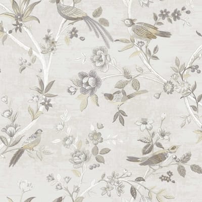 Behang met takken en vogeltjes - Behang - Wandbekleding - Wallpaper - Vliesbehang - Thema - 0,53 x 10,05 M.