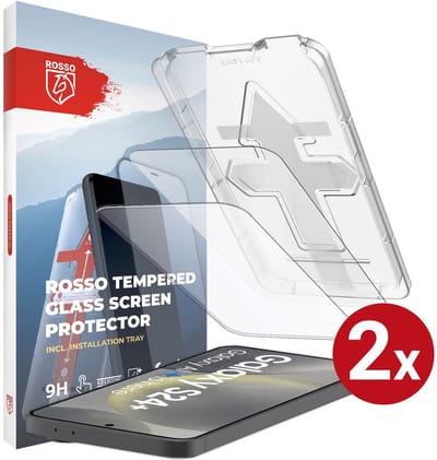 Rosso Screenprotector Geschikt voor Samsung Galaxy S24 Plus | 9H Tempered Glass | Beschermglas | Glasplaatje | Case Friendly | Met Installatietray | Eenvoudige montage | 2-Pack