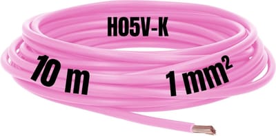 Kalitec 10 meter H05V-K 1 mm² roze bedradingskabel I kernkabel flexibel I PVC enkeladerig I meeraderig 1mm2 I bedrading fijnaderig I enkele kabel I kabel massief I schakeldraad