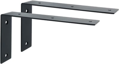 Stevige Zwarte Plankdragers Set van 2 - 22.5CM Roestvrij Staal voor Industrieel Gebruik, Ideaal voor Wandplanken en Opbergrekken