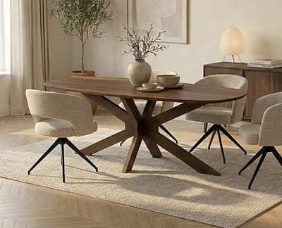 Eettafel Capricorn Deens ovaal Acacia 240x100x76 cm - Bruin - Houten onderstel - Japandi
