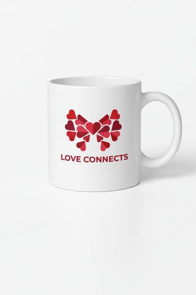 Liefde Verbindt Mok | "Love Connects" Rode Hartjes Strik Design | Romantisch Cadeau