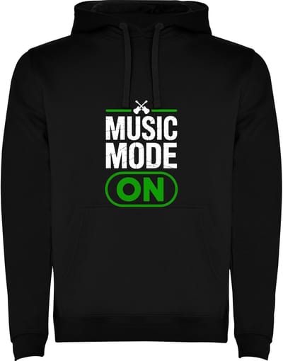 Zwarte hoodie Music Mode On - Muziek Modus Aan Maat M