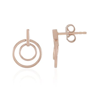 Cavill - Zilveren Oorbellen 925 Sterling Zilver Roségoud Verguld - 14 mm Ronde Minimalistische Oorbellen Push-Back - Elegante Moderne Sieraden Dames