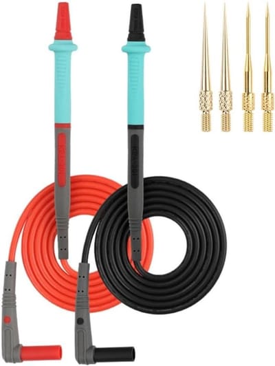 Multimeter Pen Set - Testkabels Meetpennen - Elektronica Testen - Vervangbare Vergulde Sonde - 1.2 Meter - Zwart en Rood