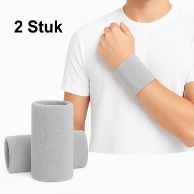 Polsbandjes Set I Zweetband I Zweetbandjes I Pols I Sportbandjes I 2 Stuk I Lichtgrijs