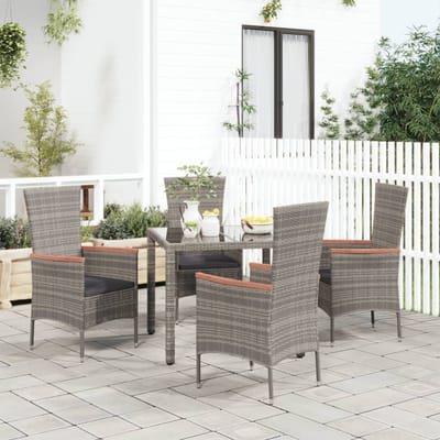 vidaXL - Tuinstoelen - 4 - st - met - kussens - poly - rattan - grijs