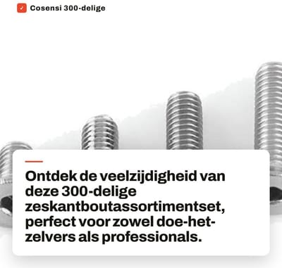 Dailygoods- Zeskantbout 300-delige set - 304 Roestvrij staal - M3 x 4/6/8/10/12/16 mm - Doosgrootte 13 x 6,5 x 2,3 cm - Corrosiebestendig - Ideaal voor besloten ruimtes - Schroeven