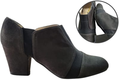 Stravers - Pumps met Smalle Hak Maat 42 Grafiet Zwart Suede Elastiek Grote Maten Pumps