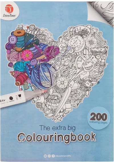 Decotime Extra big Colouringbook | 200x paginas | Kleurboek hard cover 200 designs