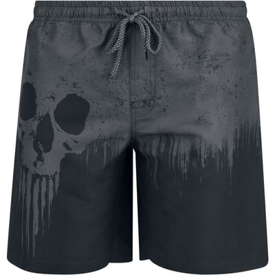 Black Premium by EMP Zwembroek - Swim Shorts With Skull Print - M tot XXL - voor Mannen - grijs-zwart
