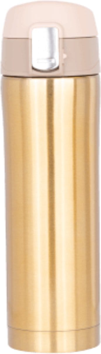Igoods Drinkfles - Drinkbeker - Thermosfles - RVS - voor warme en koude dranken voor onderweg 500ML - Goud
