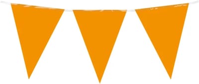 10 meter vlaggenlijn - Oranje - 15 vlaggen - Plastic voor binnen & buiten - 30 cm vlaggen - Herbruikbare slinger