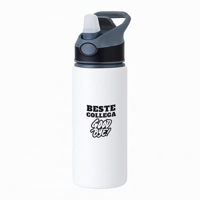 Hacebo® - Beste collega waterfles met rietje zwart - Beste collega - teamgenoot - afscheid - water fles - 650ML
