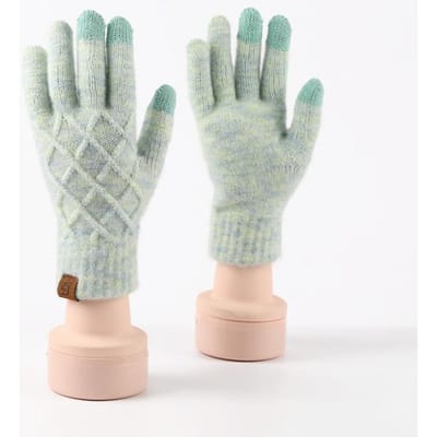 Volwassen Winter Warme Handschoenen voor Vrouwen Ananas Bloem Gebreide Wol Touchscreen Handschoenen Outdoor Plus Fluweel Koubestendig Vijfvingerhandschoenen One size white