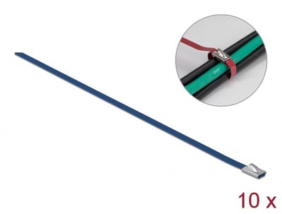 Delock Stainless Steel Cable Ties L 200 x W 4.6 mm blue 10 pieces