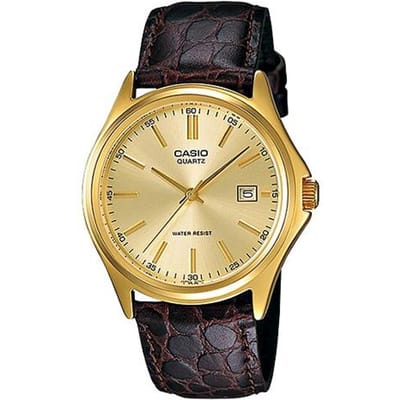 Casio STANDARD Serie ENTICER Serie Eenvoudige Zakelijke Kwarts Uurwerk Leren Band Japans en Koreaans Horloge Mannen's Horloge Gouden Wijzerplaat MTP-1183Q-9A goud