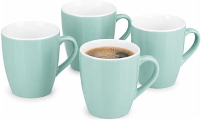 Vessia Design koffie mokken / bekers met oor - 4x stuks - mintgroen - keramiek - 410 ml - servies - kopjes