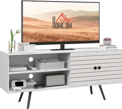 HOMCOM-TV-meubel - Spaanplaat - 145x38x65cm - Wit