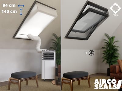 Raamafdichtingskit Mobiele Airco - Met Hor – 94 x 140 cm Velux PK08 | Fakro/Optilight 09 | Roto 09/14 - Dakraam - Airco Slang Afsluiten – Velux Tuimelvenster Oplossing - Dakraam Afdichting
