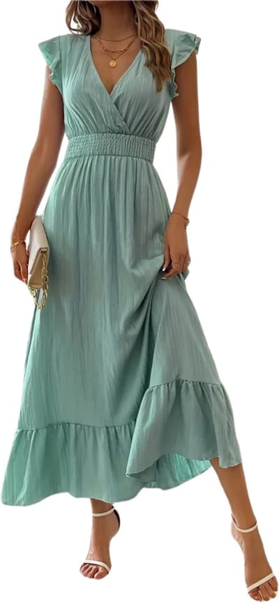 Livano Zomerjurk Dames - Zomerjurken - Volwassen - Jurk - Ibiza Stijl - Sundress - Lichtgroen - Maat S