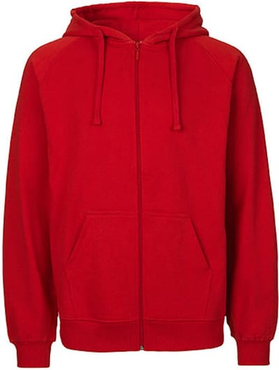 Fairtrade Men's Zip Hoodie met capuchon Red - S