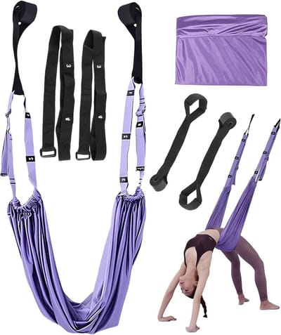 Yoga Handdoek voor Aerial Yoga, Geschikt voor Stretching en Pilates, Inclusief Yoga Strap en Stretchband voor Verbeterde Flexibiliteit en Comfort