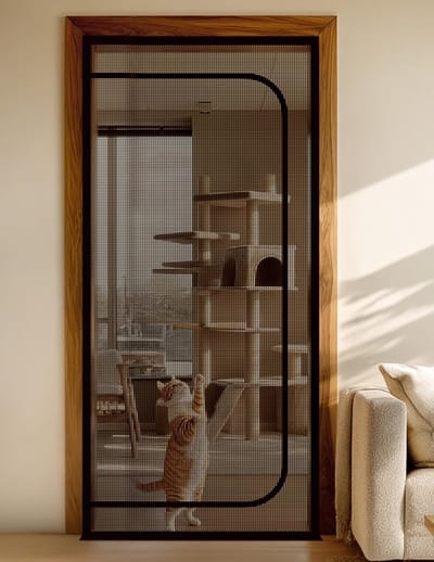 Deurgordijn - Anti-kattendeurgordijn - kattenhordeur - anti-muggendeurgordijn - hordeur voor huisdieren - met ritssluiting - geschikt voor woonkamer, keuken, slaapkamer - zwart - 100*210cm