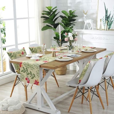Tafelloper Natuurlijke Plant Stijl Tafelloper, Klassieke Tafelloper, Linnen Decoratieve Luxe Damast Vintage Ontwerp Tafel Runner,5 Kleuren