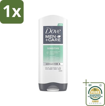 1 x Dove - Shower Gel - 3-in-1 - Men Care Sensitive - Verfrissend en zacht - 400 ml- Douchegel Mannen - Gevoelige Huid - 3-in-1 Douchegel - Mannelijke Huid Verzorging - Zachte Douchegel