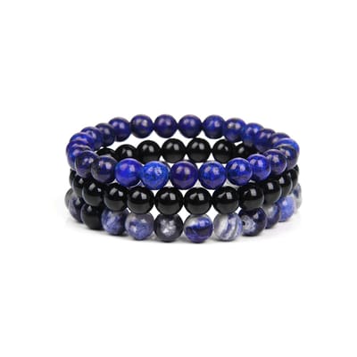 Bixorp Gems Lapis Lazuli + Onyx + Sodaliet Edelstenen Armbanden Set - Edelsteen Kralenarmband