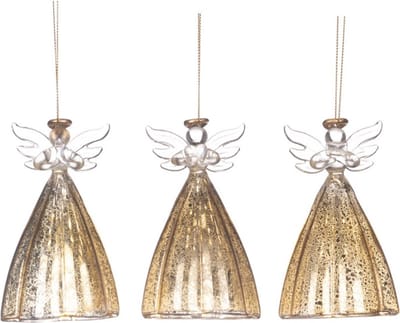 Goodwill Kersthanger Engel Glas Goud D 11 cm Voordeel Ass. van 3 Stuks