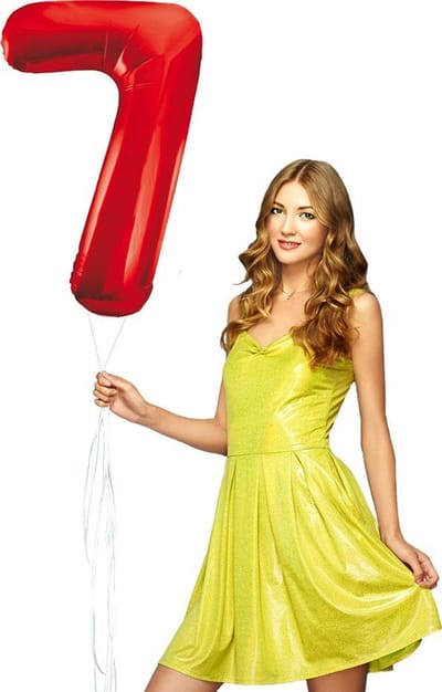 Rode folie cijfer 7 ballon inclusief helium gevuld