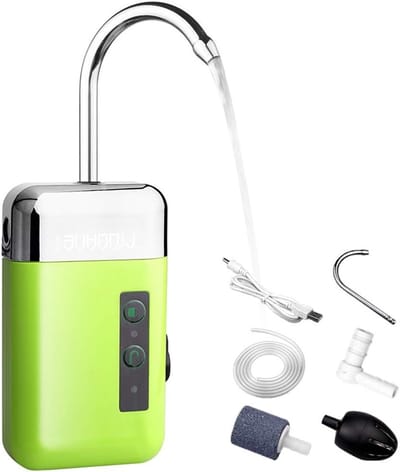 Draagbare 3-in-1 Sensor Luchtpomp voor Water met Luchtsteen, Geluidsloze Zuurstofpomp voor Vis en Aquariums - 233g, Efficiënt en Compact