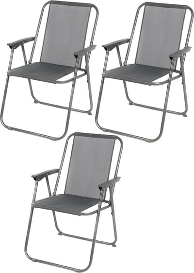 Sunnydays Picnic camping/strand stoel - 3x - aluminium - inklapbaar - grijs - L53 x B55 x H75 cm - klapstoelen