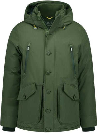 NZA parka groen effen knopen