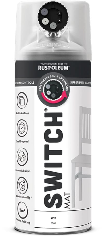 Rust-Oleum Switch Spuitbus Verf Mat 400ml - Wit