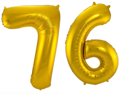 Folieballon 76 jaar - Goud - 86 cm