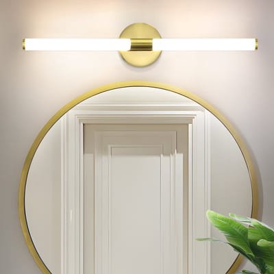 NETTLIFE LED Spiegellamp - goud - 4000K neutraal wit - modern - wandlamp LED - 8W badkamerlamp - 60CM Spiegelverlichting - IP44 - voor badkamermeubel | kelder | keuken