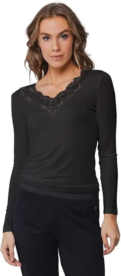 Ondershirt Pastunette Premium - Zwart - Modal/Wol - Lange mouwen - Maat M