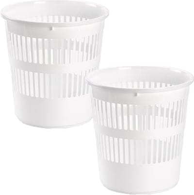 Plasticforte Afvalemmer - 2x stuks - 10 liter - 28 cm - kunststof - wit - prullenmand - slaapkamer - kantoor