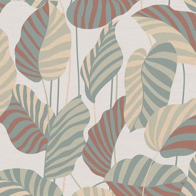 Natuur behang Profhome 390941-GU vliesbehang hardvinyl warmdruk in reliëf licht gestructureerd met bloemmotief glinsterend beige crèmewit parelmoer-goud patinagroen 5,33 m2