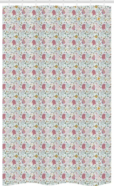 ABAKUHAUS douchegordijn – bloemen – 120x180 cm – stof, roze multicolor