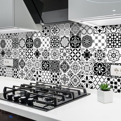 Zelfklevende tegelmuurstickers voor keuken en badkamer - 24 Azulejos Alexiano cementtegelstickers - 24 stickers 15x15cm