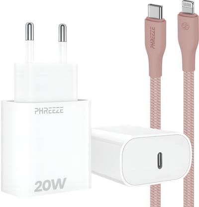 20w snellader met kabel geschikt voor iPhone en iPad met Lightning poort - Usb C adapter set