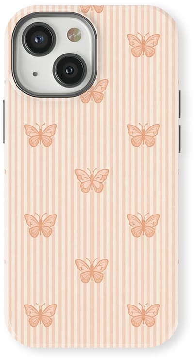 DripCase Hoesje geschikt voor iPhone 13 Mini | Happy Stripes Motief | Magnetisch Opladen | 2-in-1 Ontwerp | Vrolijke Backcover geschikt voor iPhone 13 Mini Blush Butterfly