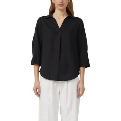 Linnen gemengde blouse met 3/4 mouwen en kraag voor dames s.Oliver