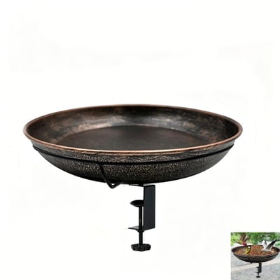 Vogelbad Metaal - Buitenbad Vogel - Tuin Decoratie - Verstelbare Klem - 30 cm Diameter - Zwart