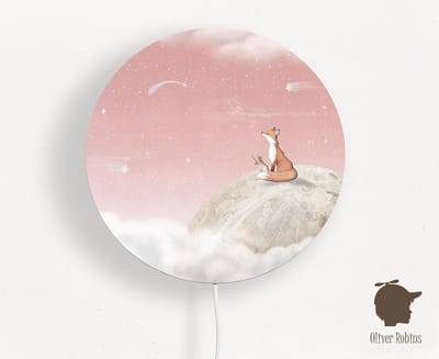 Wandlamp rond Fox on the moon pink Oliver Robins-sfeerverlichting-kinderkamer-vos-maan-wandverlichting